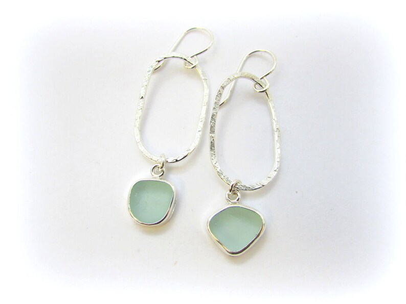 Sea glass earring. Sea glass jewelry. Maine Gift. Silver Etsy