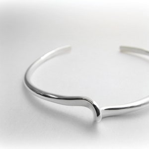 Silver Cuff Bracelet, Sterling Bangle for Women, Co-Worker Gift, Stacking Jewelry for Mothers, Twist Cuff, Silver Hammered Bangle, Wave Cuff