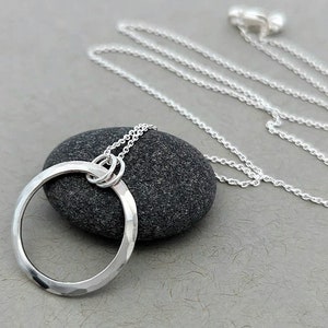 Circle Necklace Sterling Silver Necklace, Ring Necklace, Silver Circle Pendant, Gift for Mom, co-worker, friend. Simple Open Ring Necklace