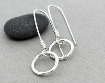 Sterling Silver Earrings Small Hoop Dangle Earring Lightweight Hoop Earrings Handmade Silver Jewelry Silver Dangle Earrings