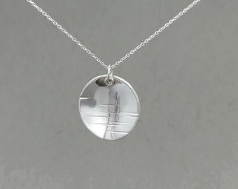 Handmade Hammered Sterling Silver Disc Pendant Necklace