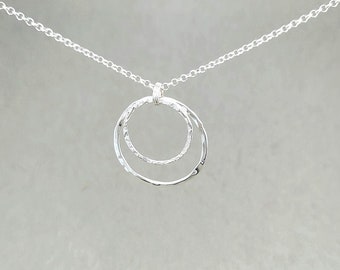 Circle Necklace Sterling Silver Necklace, Ring Necklace, Silver Circle Pendant, Gift for Mom, co-worker, friend. Simple Open Ring Necklace