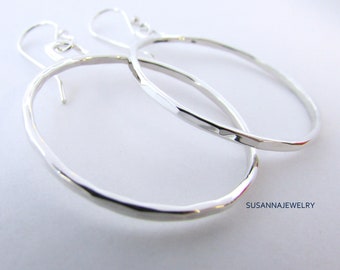 Sterling Silver Earrings Hammered Hoops, the perfect gift. Hoop earrings Lightweight silver hoop earrings. Simple Modern Sterling Jewelry
