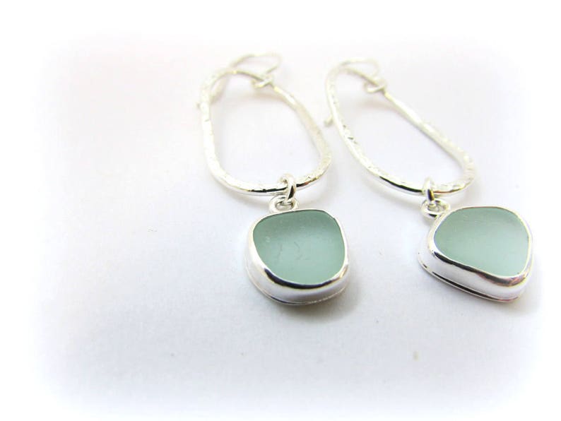 Sea glass earring. Sea glass jewelry. Maine Gift. Silver Etsy