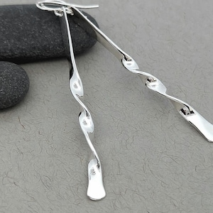 Sterling Silber Ohrringe, Silber Bar Ohrringe, Moderne Silber Schmuck, Twist Bar Ohrringe, Handgemachter Silber Schmuck