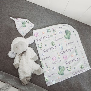 Personalized Swaddle Blanket - Custom Swaddle Blanket - Baby Swaddle Blanket - Baby Shower Gift - Personalized Receiving Blanket and hat