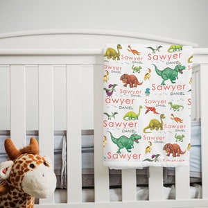 Personalized Baby Blanket - Custom Baby Blanket - Baby Name Blanket - Baby Shower Gift - Personalized Baby Blanket - Dinosaur Blanket