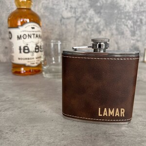 Personalized Flask, Flask Gift For Men, Groomsmen Gifts, Dad Gifts, Custom Flask, Engraved Leather Flask, Bachelor Party Gifts