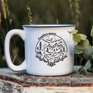 Explore More Scenery White Ceramic Campfire Coffee Mug