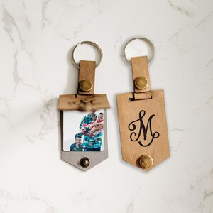 Leather Photo Keychain, Leather keychain, Photo keychain, Gift for him, Custom Photo Keychain, Gift for Her, Personalized Leather Keychain
