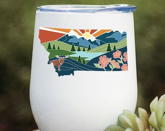 Montana Illustration Wine Tumbler