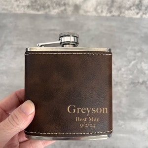 Personalized Flask, Flask Gift For Men, Groomsmen Gifts, Dad Gifts, Custom Flask, Engraved Leather Flask, Bachelor Party Gifts