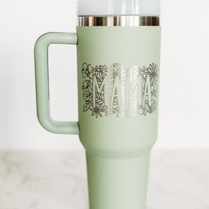 Personalized 40oz tumbler with handle and straw, custom engraved cup, 40oz stainless steel water bottle, travel water bottle, mom cup
