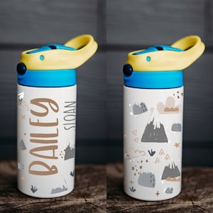 Personalized water bottle, kids water bottle, kid name water bottle, mountain water bottle, personalized kids cup, kids tumbler, kid cup