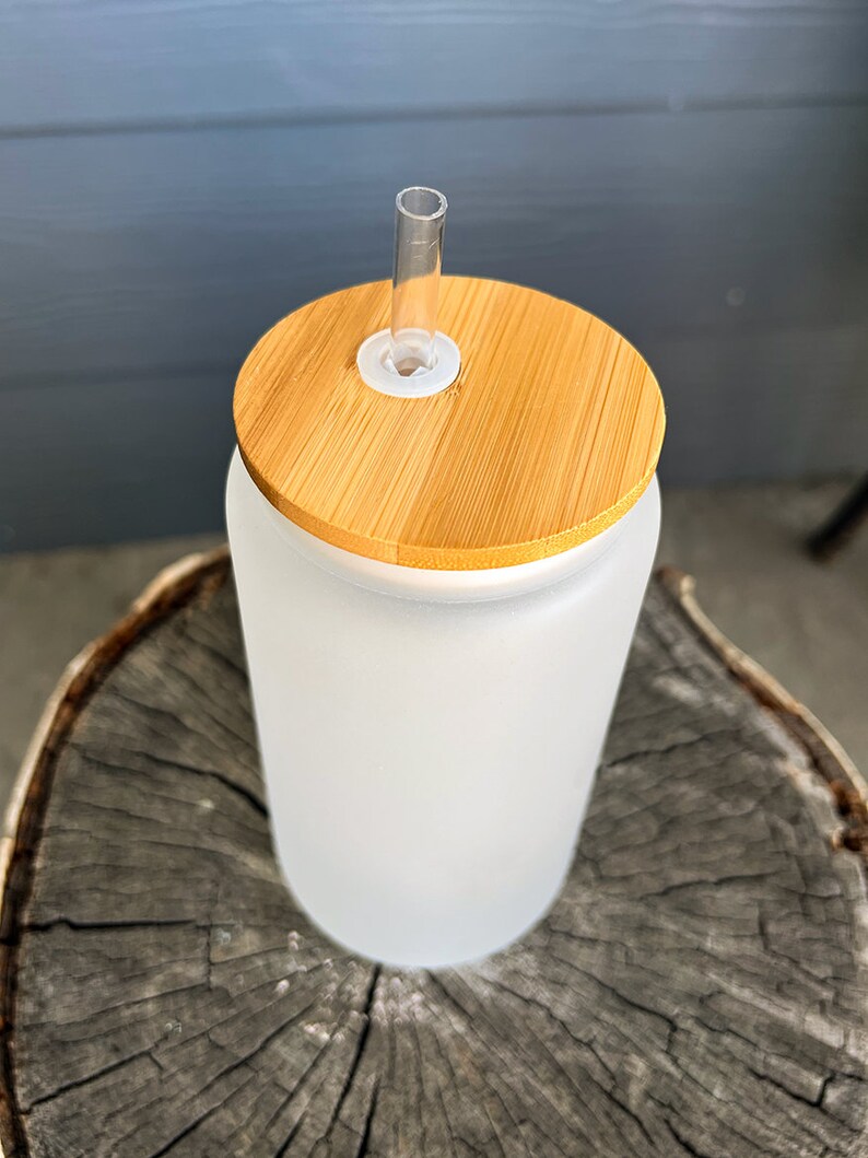 Frosted Iced Coffee Can With Lid and Straw Beer Can Glass Etsy