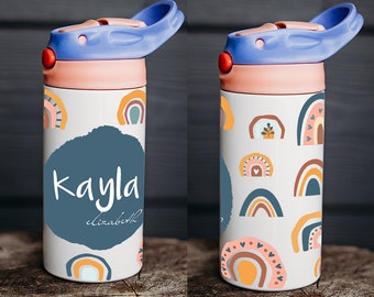 Personalized water bottle, kids water bottle, kid name water bottle, rainbow water bottle, personalized kids cup, kids tumbler, kids cup