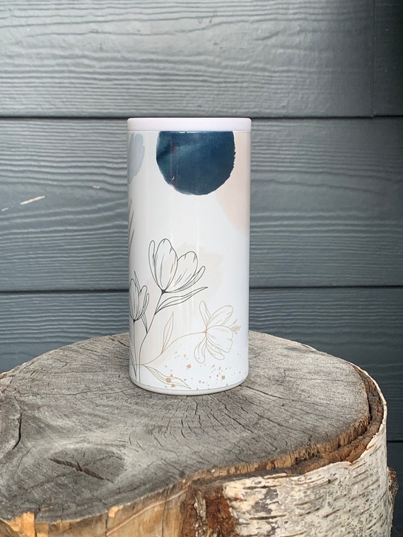 Floral skinny can cooler - Floral design - Floral hard shell koozie - Floral koozie - customized koozie - tall koozie - slim can cooler
