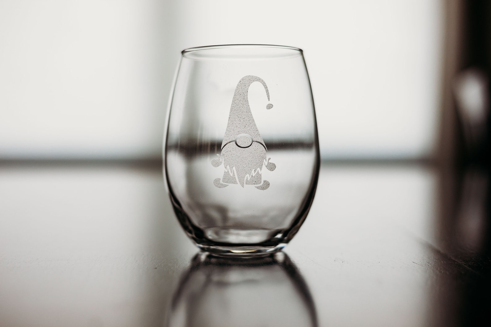 Larry the Gnome Stemless Wine Glass Etched Wine Glass Gnome Etsy