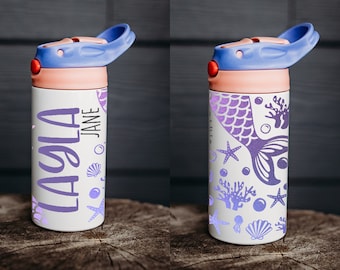 Personalized water bottle, kids water bottle, kid name water bottle, mermaid water bottle, personalized kids cup, kids tumbler, kid cup