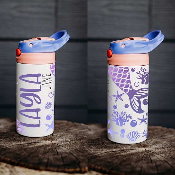 Personalized Water Bottles for Kids, 16 oz Custom Name Sports Water Bottle  with Straw for Children Girls Boys School