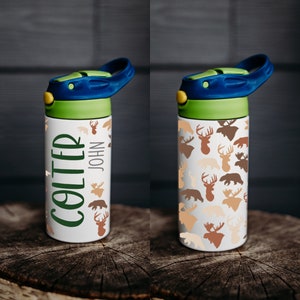 Personalized water bottle, kids water bottle, kid name water bottle, wildlife water bottle, personalized kids cup, kids tumbler, kids cup