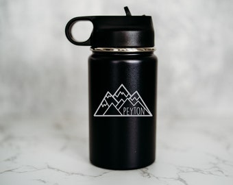 Personalized Water Bottle, Kids Water Bottle, Name Water Bottle, Back to School, Stainless Steel Water Bottle, Mountain Water Bottle Kid