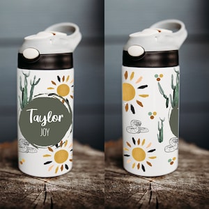 Personalized water bottle, kids water bottle, kid name water bottle, cactus desert water bottle, personalized kids cup, kid tumbler, kid cup