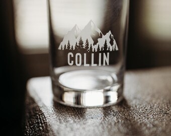 Mountain Whiskey Glasses, Groomsmen Gift Idea, Engraved Old Fashion, Personalized Groomsmen Gift, Best Man Gift, Gift for Men, Etched Glass