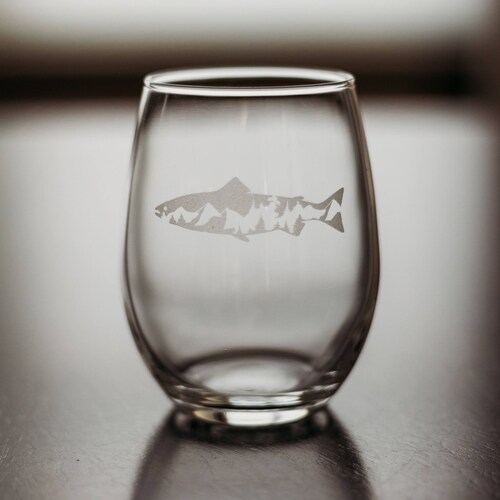 Mountain Wrapped Etched Stemless Wine Glass Custom Wine Etsy