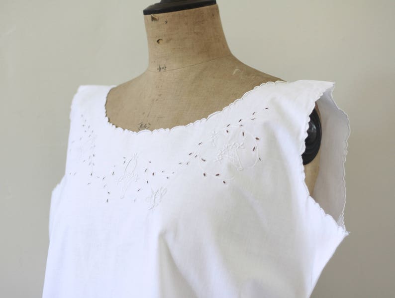 French antique nightgown 19th Amazing Victorian Handmade maternity dress Nightshirt with embroidery MJ or MD pure thread French linen