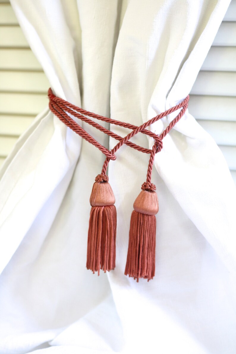 French pair curtain tieback French pair curtain tiebacks French drapery tie back French vintage holbacks Pair tieback. Double tassels