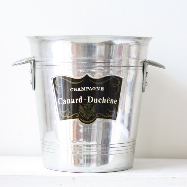 French vintage large stainless Champagne bucket. ART DECO.Champagne bucket for Christmas.Special festive of Christmas