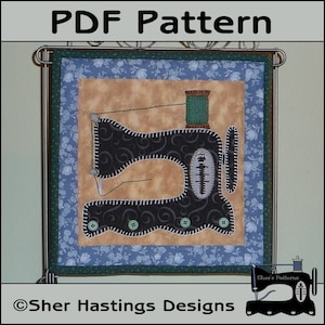 PDF Pattern for Antique Sewing Machine Mini Quilt, Quilted Wall Hanging Pattern - Vintage Sewing Machine Sewing Pattern, Tutorial, DIY