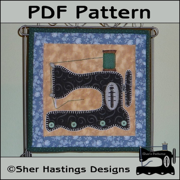 PDF Pattern for Antique Sewing Machine Mini Quilt, Quilted Wall Hanging Pattern - Vintage Sewing Machine Sewing Pattern, Tutorial, DIY