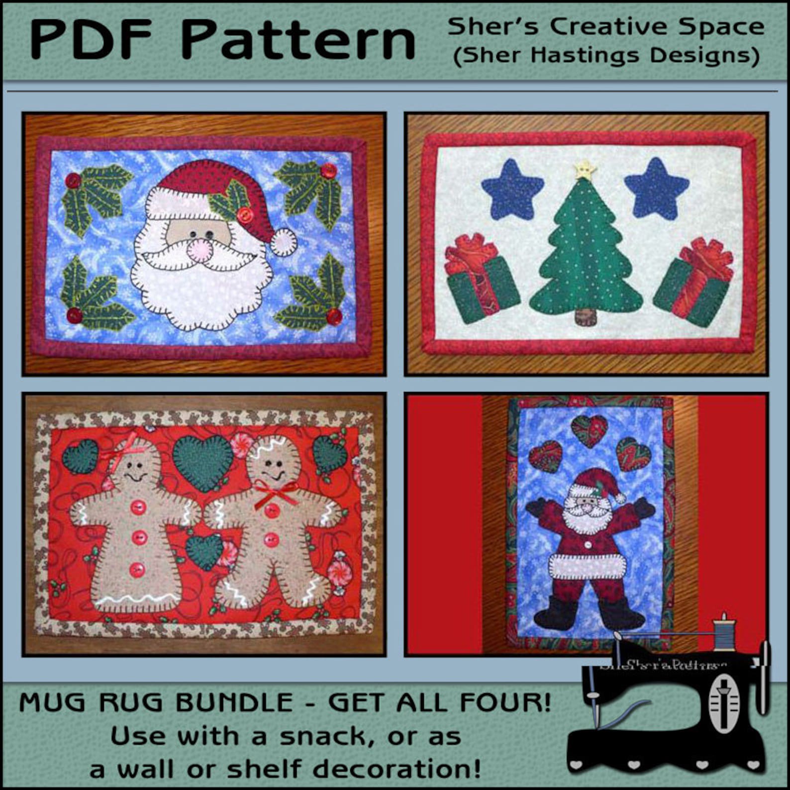 PDF Pattern for Christmas Mug Rug Bundle Vol 1 Mug Rug Etsy