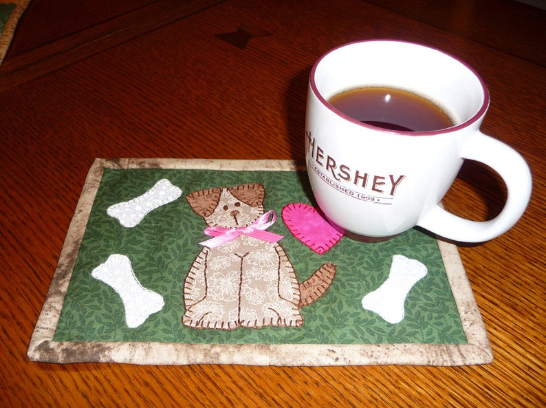 PDF Pattern for Dog & Bones Mug Rug Dog Mug Rug Pattern Dog Etsy