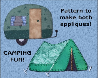 Camper Applique Template, Tent Applique Templates, Camper Applique Pattern, Tent Applique Template Vintage Camper Applique, PDF Pattern, DIY