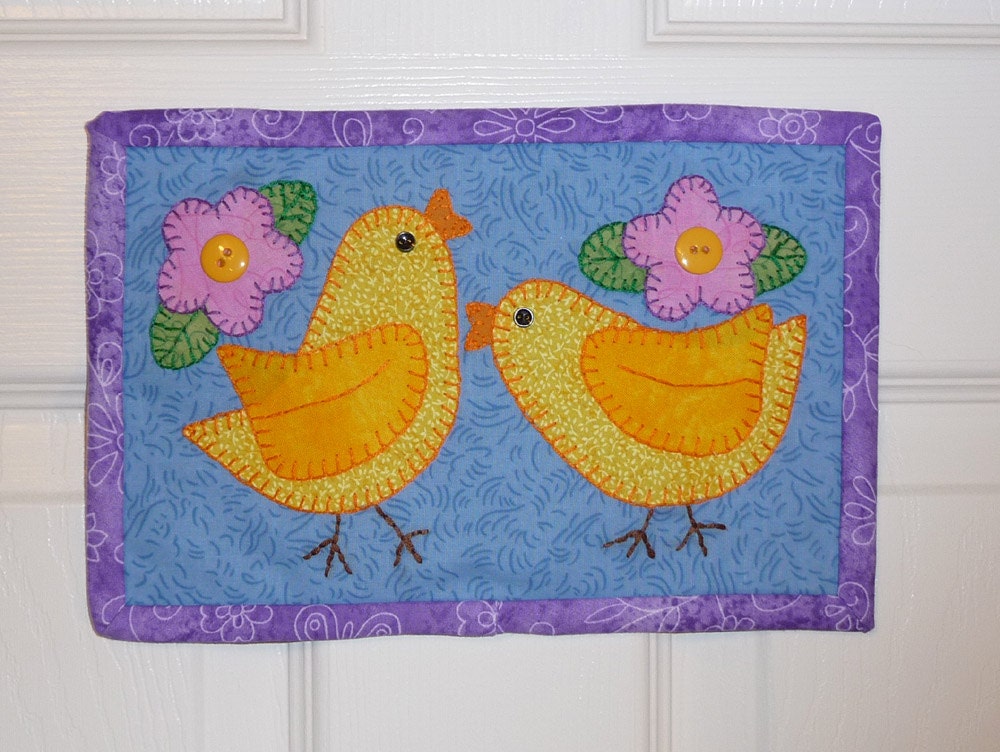 PDF Pattern for Chicks Mug Rug, Easter Mug Rug Pattern, Chicks Mini ...