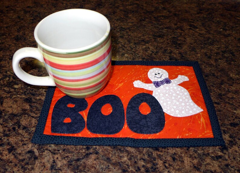 PDF Pattern for Halloween Mug Rug Ghost Mug Rug Pattern Etsy