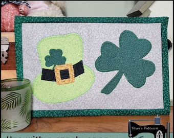Patrón PDF para el día de San Patricio, Patrón de colcha de apliques, Colcha del día de San Patricio - Patrón de costura, Tutorial de apliques de San Patricio, DIY