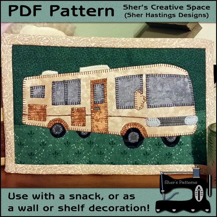 PDF Pattern for Motorhome Mug Rug Motor Home Mug Rug Pattern Etsy