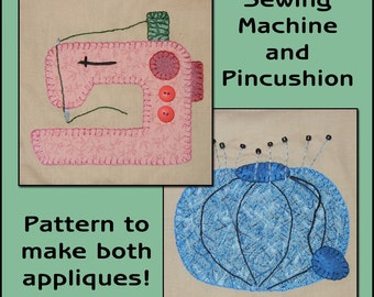 Plantillas de apliques de sala de costura - Patrón de apliques de máquina de coser - Plantilla de apliques Pincushion - Plantilla de apliques, Patrón PDF, BRICOLAJE