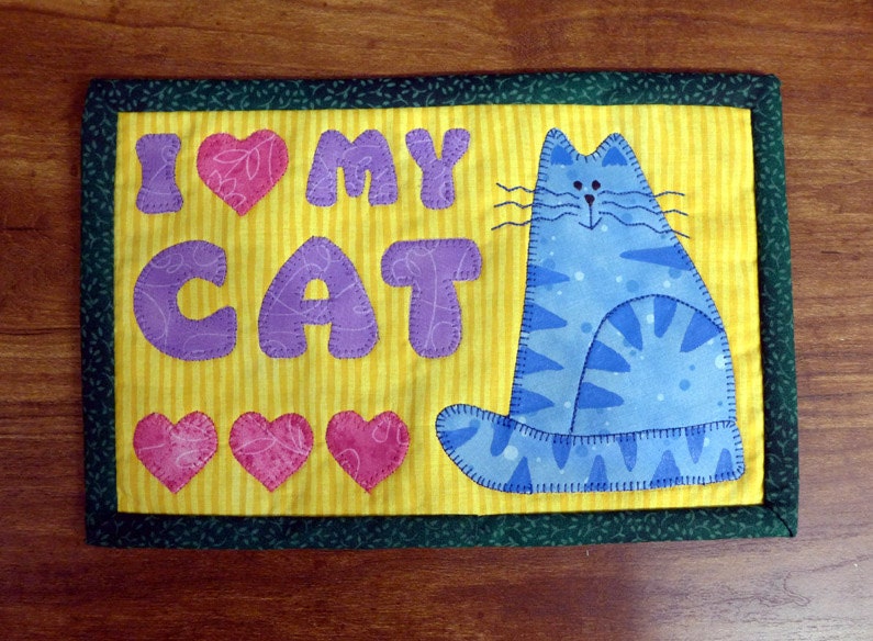 PDF Pattern for Love My Cat Mug Rug Cat Mug Rug Pattern Etsy