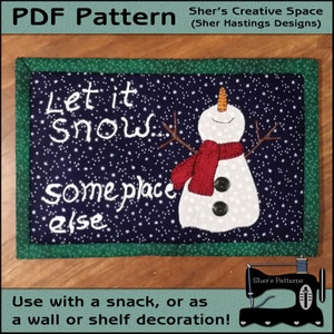 PDF Pattern for Snowman Mug Rug, Christmas Mug Rug Pattern, Let it Snow Mini Quilt Pattern - Christmas Sewing Pattern, Tutorial, DIY