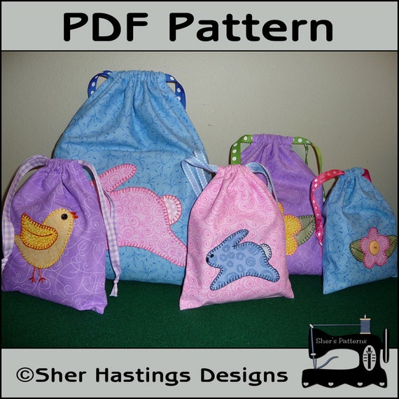 PDF Pattern for Easter Gift Bags, Easter Treat Bag Pattern, Easter