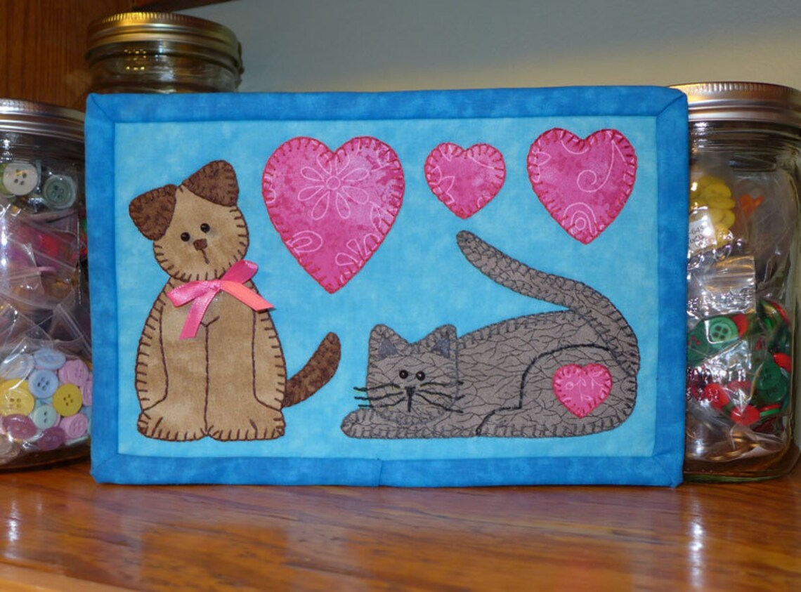 PDF Pattern for Cat & Dog Mug Rug Dog Mug Rug Pattern Cat Etsy