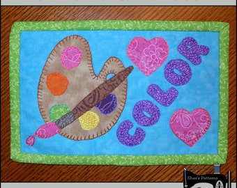 Patrón PDF para posavasos con diseño de paleta de pintura, patrón para posavasos con diseño de pintura, patrón para mini colcha - Patrón de costura, tutorial, bricolaje