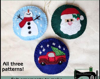 PDF Pattern for Felt Ornaments, Christmas Ornament, Christmas Decor, Christmas Appliques, Kids Craft - Sewing Pattern, Tutorial, DIY
