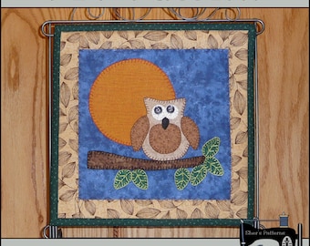 PDF Pattern for Harvest Owl Mini Quilt, Owl Applique Template, Owl Wall Hanging Pattern, Owl Applique Sewing Pattern, Tutorial, DIY