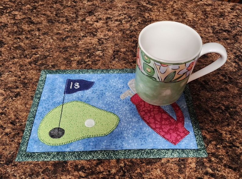 PDF Pattern for Golf Mug Rug, Vacation Mug Rug Pattern, Golf Mini Quilt, Golf Applique, Sports Mug Rug Sewing Pattern, Tutorial, DIY image 2